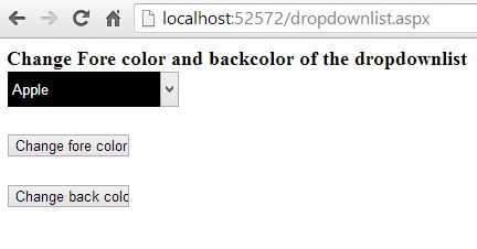 How to change forecolor and backcolor dynamically of dropdownlist in ...