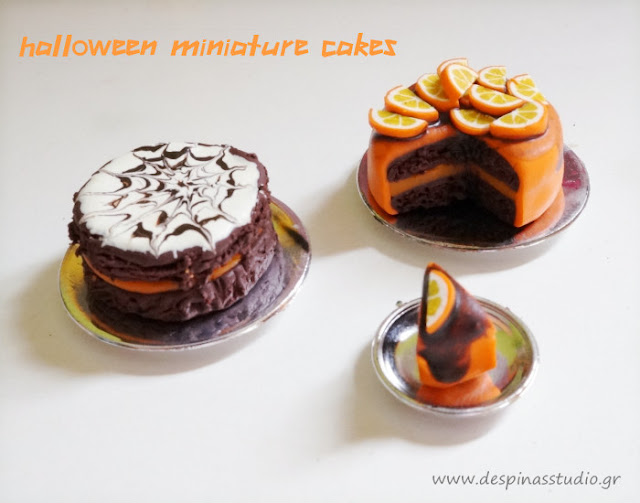 Polymer clay miniature cakes for Halloween