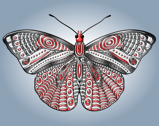 Hermosa mariposa roja y negra - vector y clipart