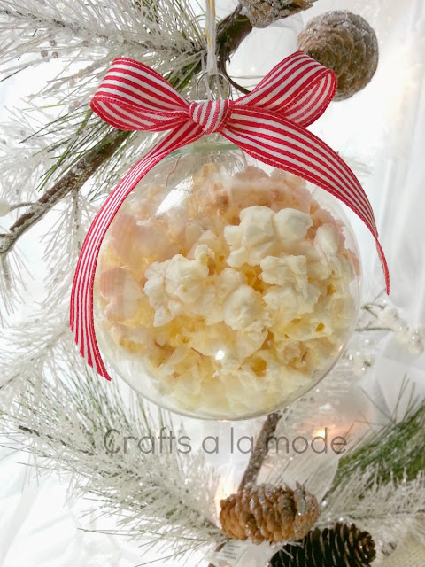Christmas ornament _ glass ornament with popcorn inside
