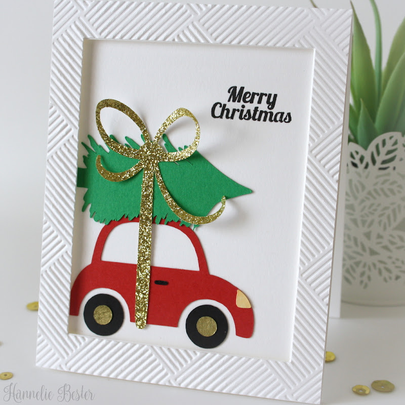 Christmas card - Car with Christmas tree - Love SVG