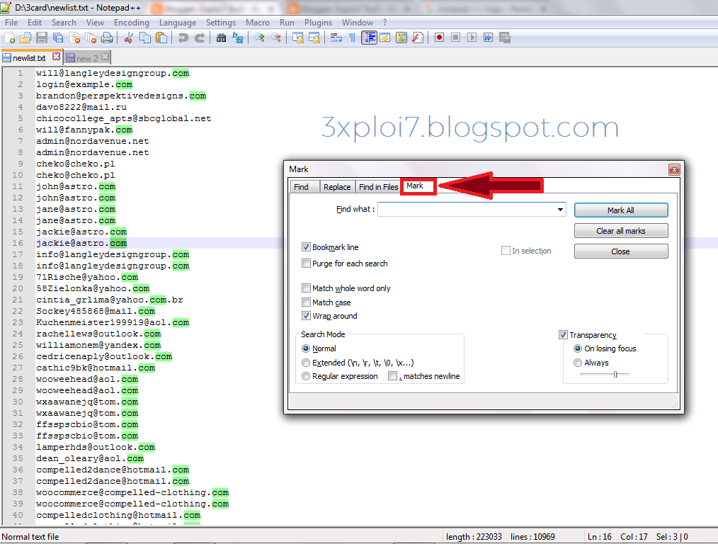 Filter Email Dengan Notepad++ KEVIN ALFIANDRA