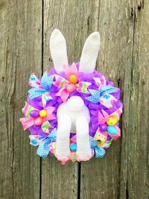amigurumi crochet Easter Bunny wreath decoration