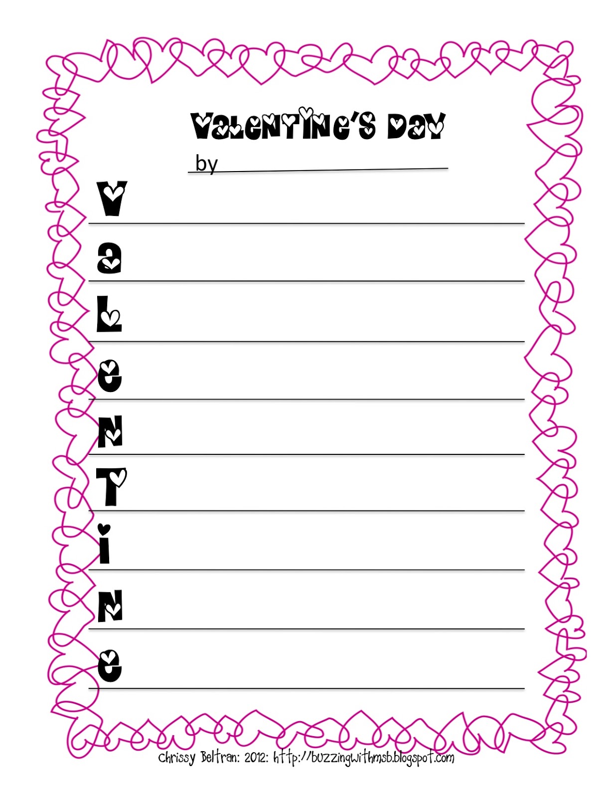 3-6 Free Resources: Valentine's Day Acrostic Poem