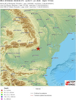 Cutremur crustal cu magnitudinea de 3,5 grade in Vrancea/Nord-Estul Munteniei