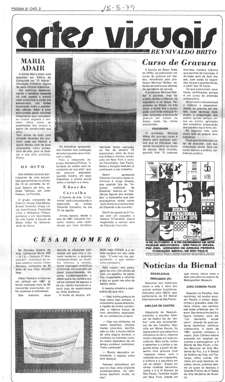 ARTES VISUAIS Reynivaldo Brito MARIA ADAIR EM VITÓRIA DA CONQUISTA