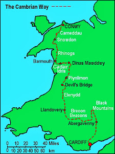 My route - from just south of Llandovery to Conwy
