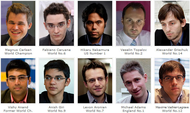 Les 10 super grands-maîtres d'échecs engagés aux London Chess Classic 2015