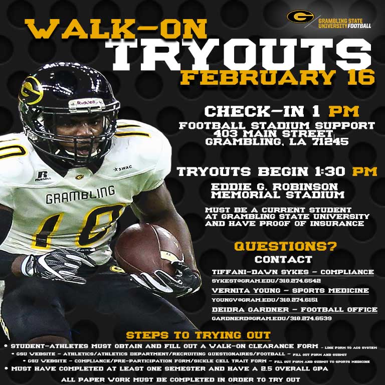 MEAC/SWAC SPORTS MAIN STREET™ Grambling State Football WalkOn Tryouts