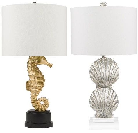 Gold and Silver Leaf Coastal Sea Shell Life Table Lamp