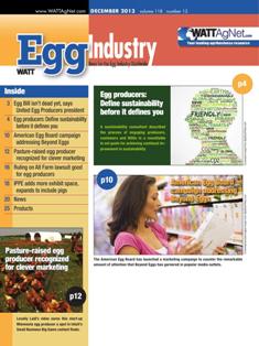 Egg Industry. News for the egg industry worldwide - December 2013 | TRUE PDF | Mensile | Professionisti | Tecnologia | Distribuzione | Uova
Egg Industry is regarded as the standard for information on current issues, trends, production practices, processing, personalities and emerging technology.
Egg Industry is a pivotal source of news, data and information for decision-makers in the buying centers of companies producing eggs and further-processed products.