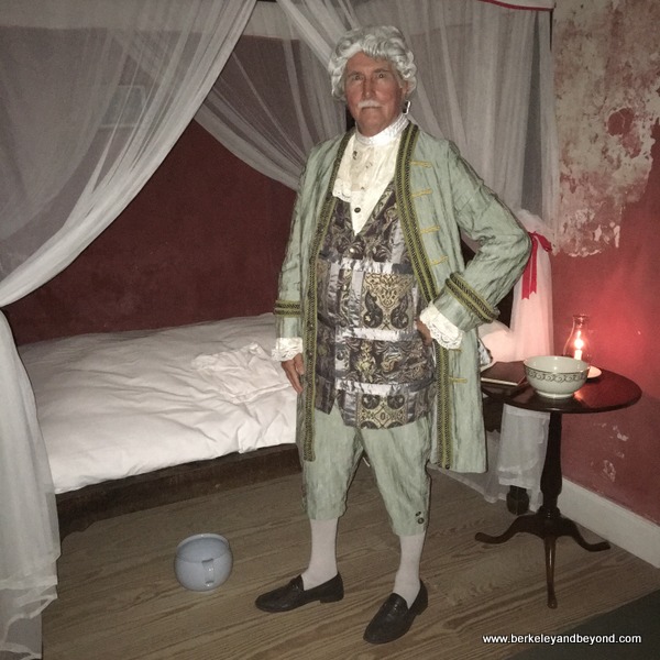 George Washington character beside the bed George slept in at the George Washington House Museum in Bridgetown, Barbados George Washington character beside the bed George slept in at the George Washington House Museum in Bridgetown, Barbados