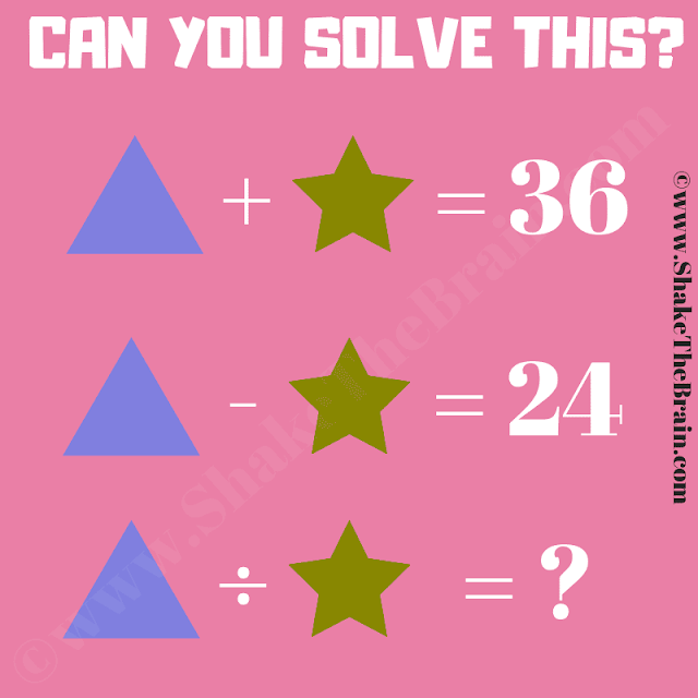 In this Maths Picture Equations Brain Teaser, your task is find the value of Triangle and Star