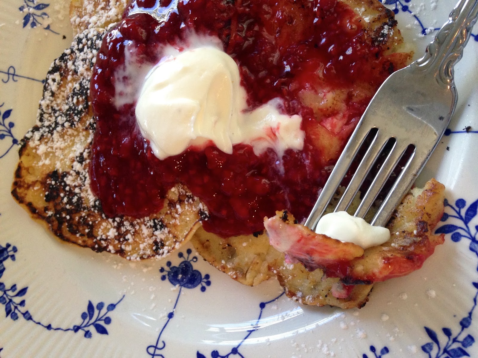 Rita's Recipes Cottage Cheese Pancakes with Raspberry Sauce