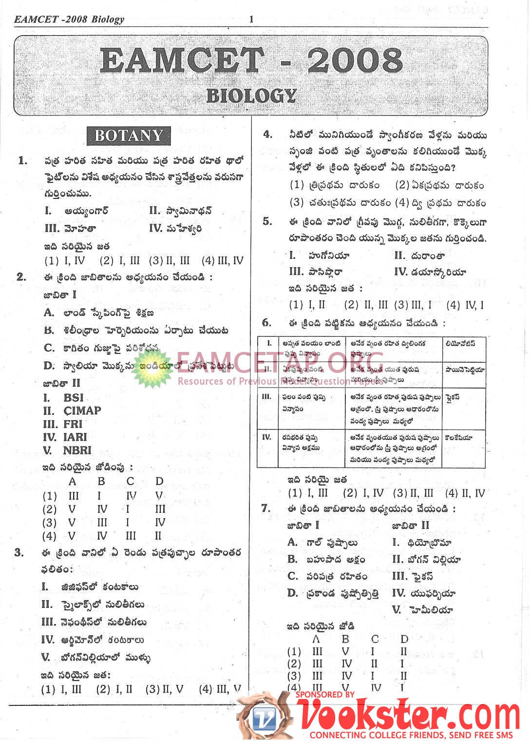 EAMCETAP 2012 Syllabus, Model Previous Questions Papers Free Download