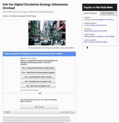 Example of Google Consumer Surveys Example of Google Consumer Surveys