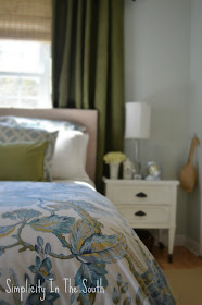 Blue and green master bedroom from Simplicity In The South.