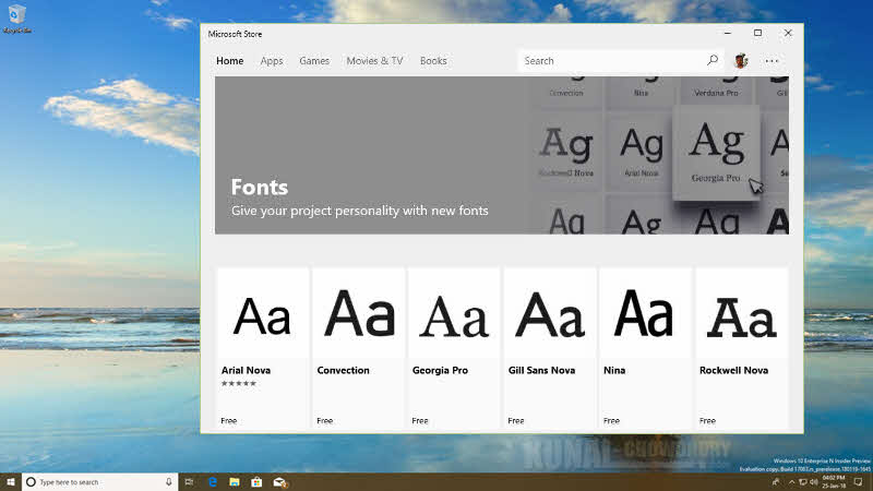 Windows 10 preview build 17083 brings a new 'Fonts' settings page