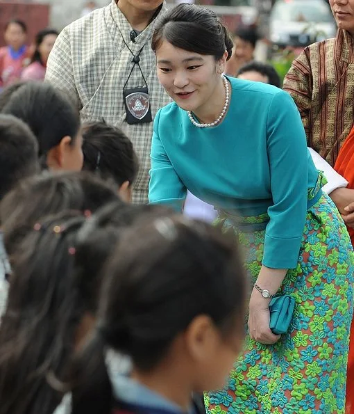 Princess Mako, King Jigme Khesar Namgyel Wangchuck,  Queen Jetsun Pema, Prince Jigme Namgyel Wangchuck at the Tashichhodzong in Thimpu