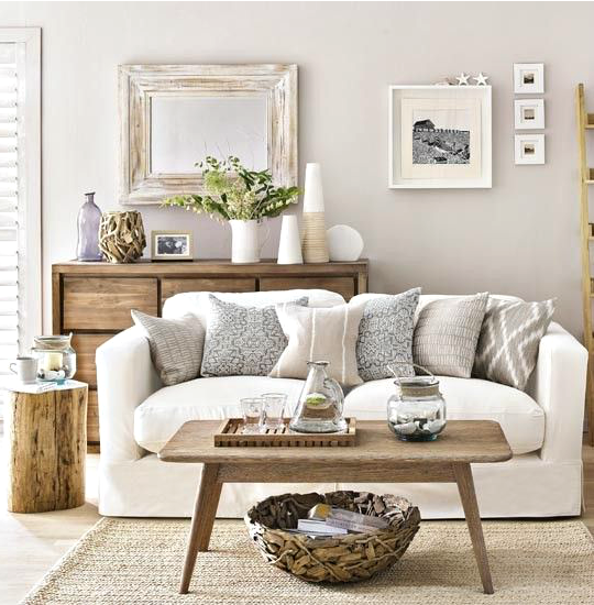 Neutral beige coastal living room