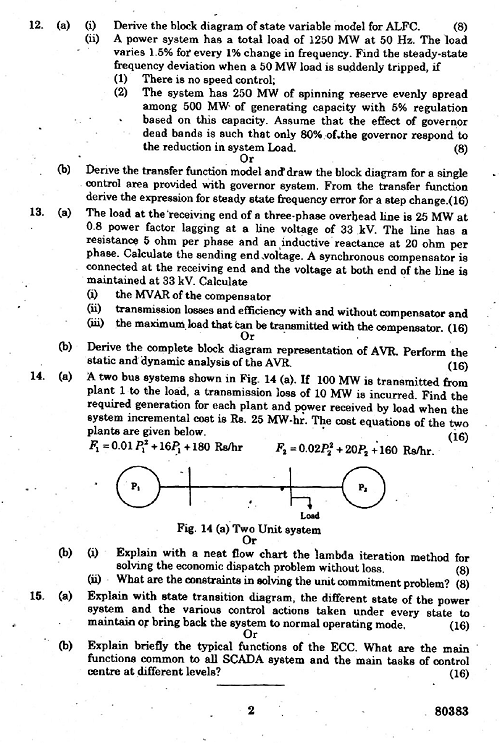 EE6603 Power System Operation and Control Nov Dec 2016 Question Paper