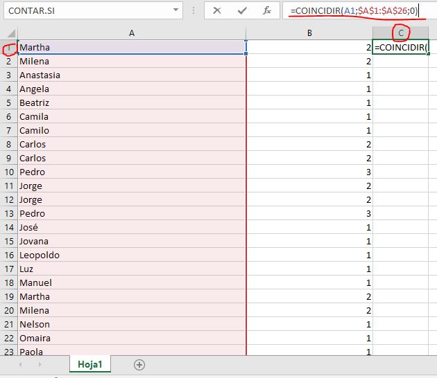 Formula Excel Coincidir En Ingles
