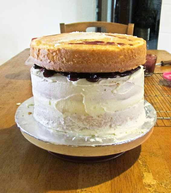 Nish Bakes Blueberry Jam Butter Cake with Sprinkles