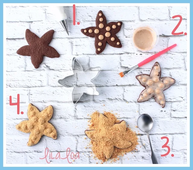 Learn how to make decorated starfish sugar cookies with royal icing and graham cracker crumbs!