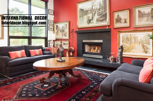 decorate with red, red interior living room