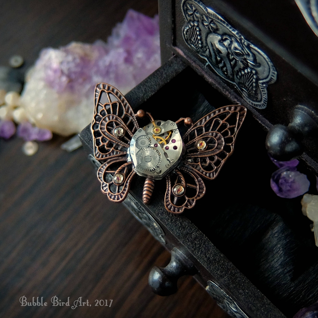 04-Butterfly-Brooch-Victoria-Klochko-Steampunk-Animal-Jewellery-with-Clock-Parts-www-designstack-co