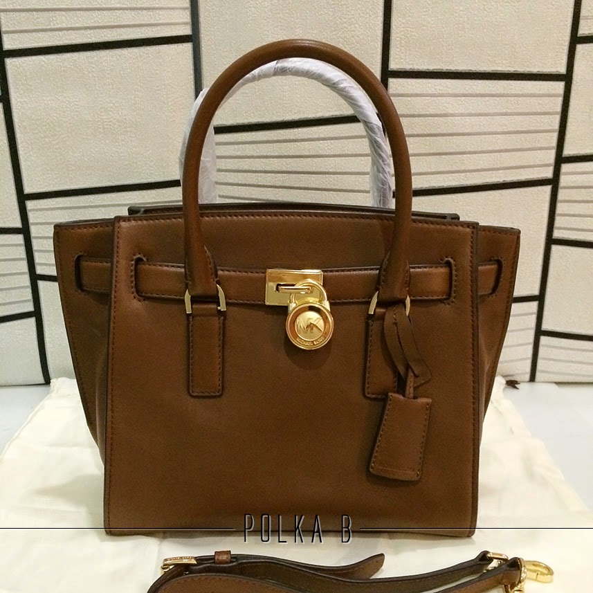 Michael Kors Hamilton Traveler Medium Leather Satchel - Luggage | Polka ...