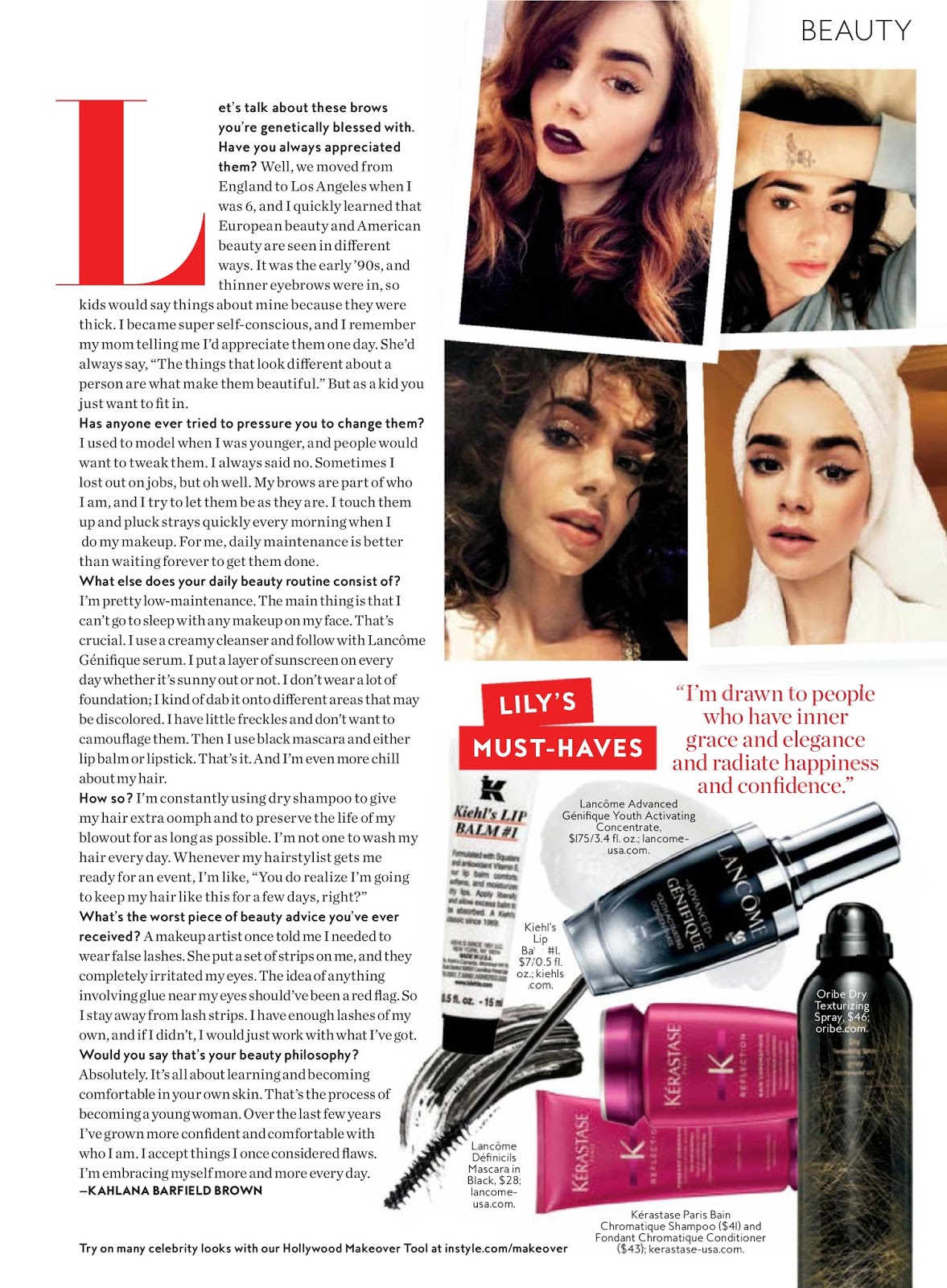 Lily Collins Fans : Lily Collins en la revista InStyle Febrero 2018