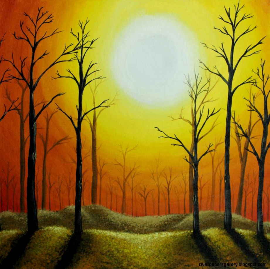 Sunset Forest Painting