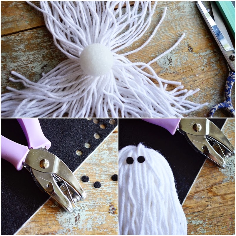 Two Shades of Pink Yarn Ghost Garland with Speech Bubbles