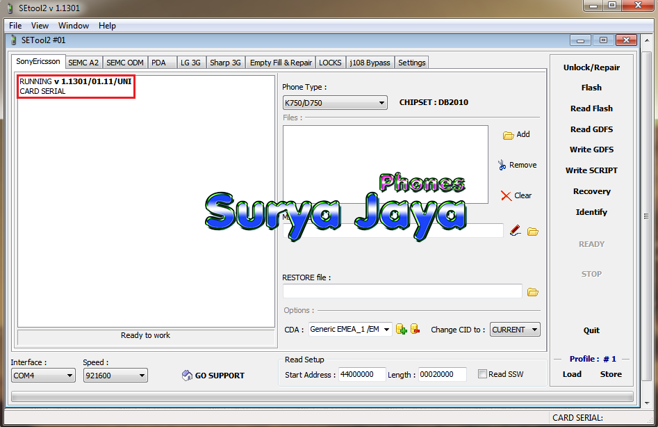 How to write gdfs file with setool 03 image