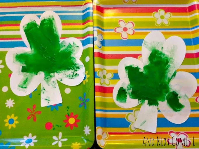 St. Patrick's Day fizzing shamrock art from And Next Comes L