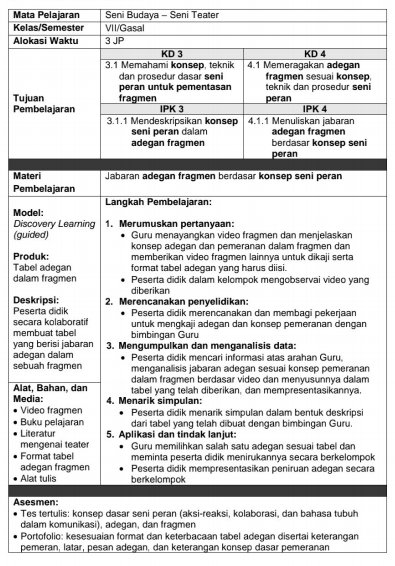 Inilah Format Rpp Terbaru 2020 Versi P4tk Didno76 Com