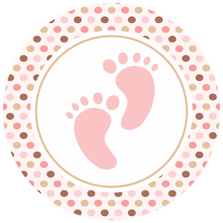 Huellas de Bebé en Rosa: Mini Kit para Imprimir Gratis. Toppers o Etiquetas para Imprimir Gratis de Huellas de Bebé en Rosa.