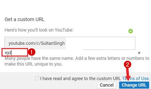Youtube channel custom url change