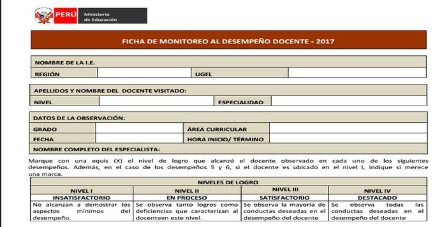 Ficha De Monitoreo Al Desempeño Docente 2017 Con Las Rubricas De