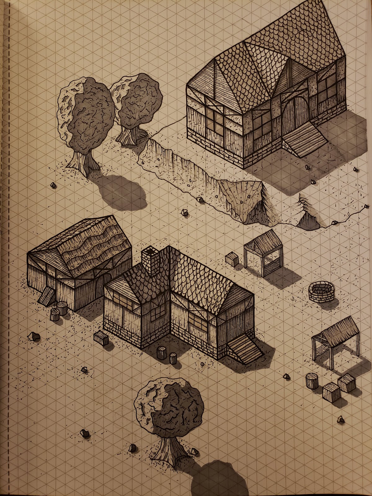 How to Draw an Isometric Village