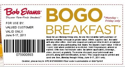 Bob evans printable discount codes july 2019 picture about Bob Evans Printable Coupon referred to as Bob evans printable discount codes july 2019