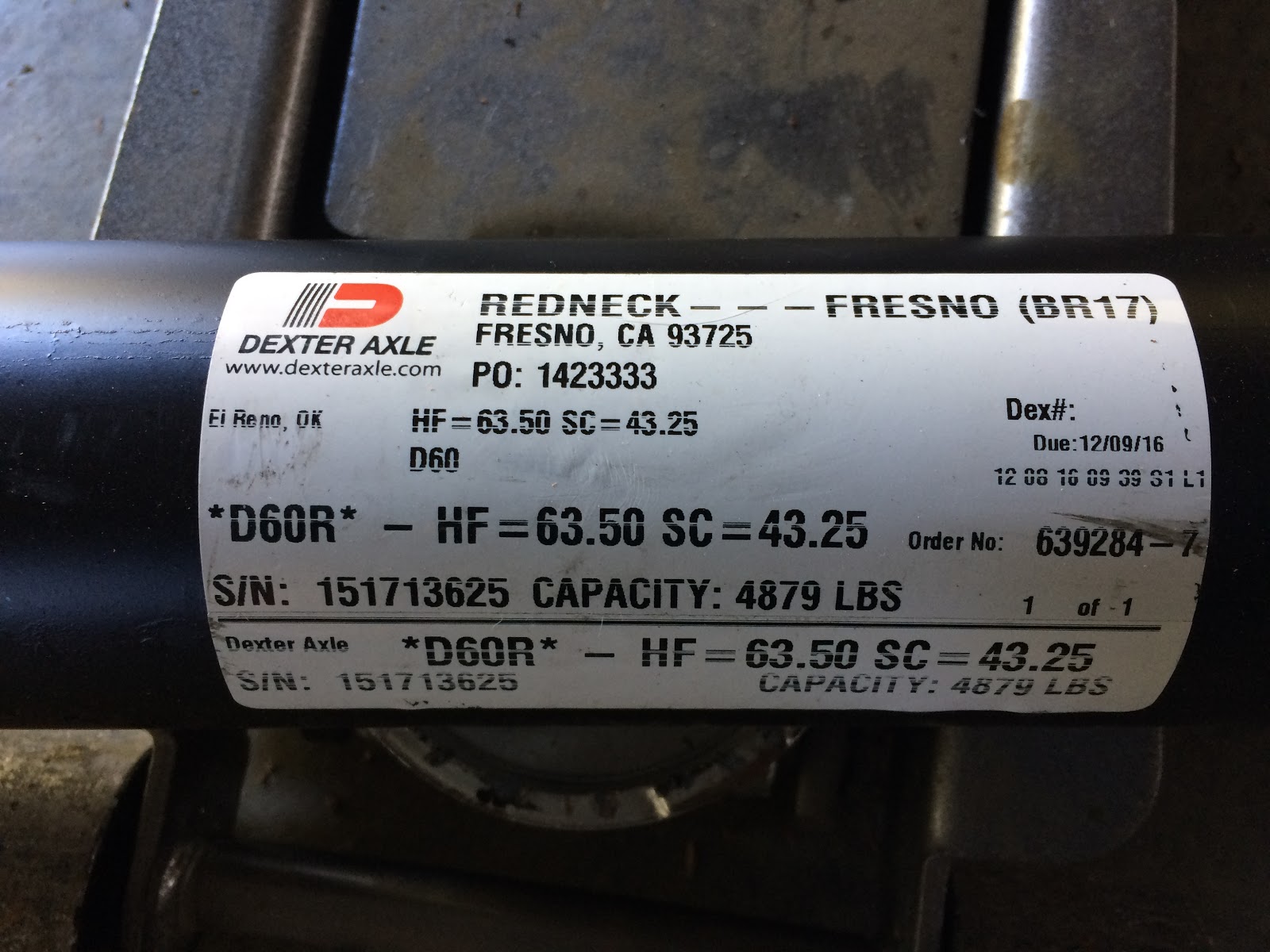 How to read dexter axle serial numbers