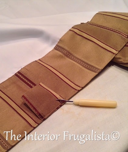 Removing tabs on a drapery panel and reusing the hem for a roman shade