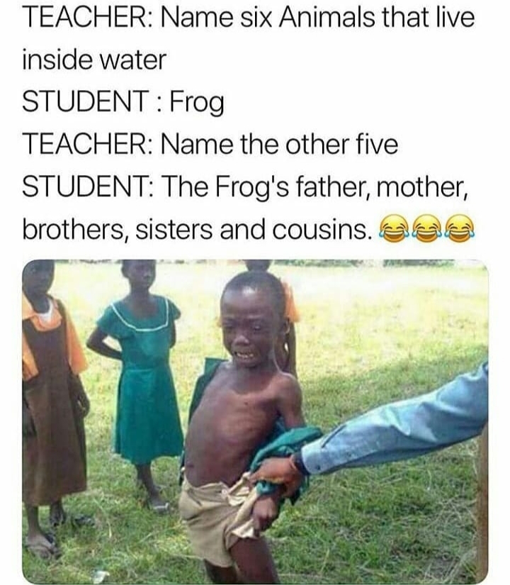 My sisters are pupils. Afrocentrists are hilarious. Teacher Frog.