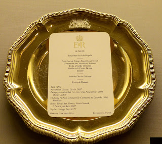 Menu for a state banquet in a Royal Welcome  2015 exhibition at Buckingham  Palace   Photo © Andrew Knowles