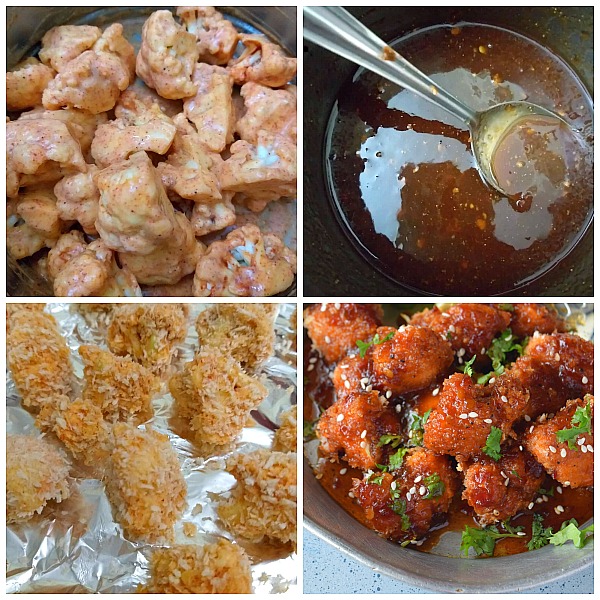 Step by Step Pictures of how to make Honey Sriracha Cauliflower