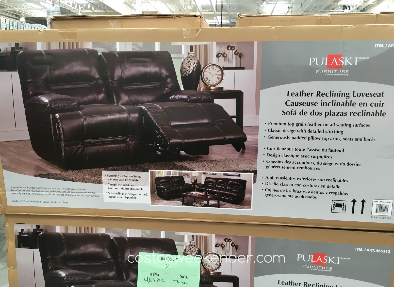 Pulaski Furniture Leather Reclining Loveseat Costco Weekender