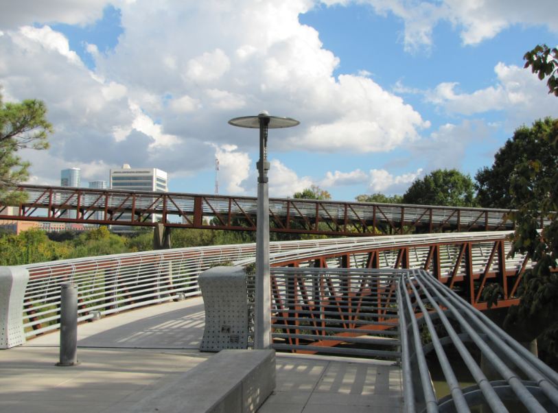 Houston in Pics Rosemont pedestrian bridge span over Buffalo Bayou at