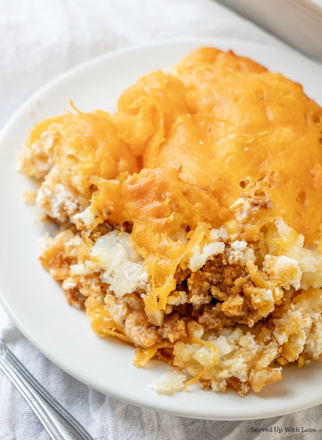 Taco Tater Tot Casserole recipe from Served Up With Love